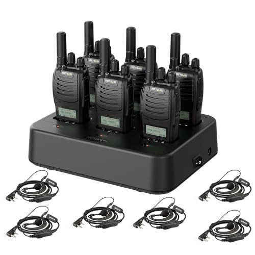 Retevis H777D Talkie Walkie avec Chargeur 6 Voies, PMR446 sans Licence, Écran LCD, Batterie Rechargeable USB 1200 mAh, Radio Bidirectionnelle Portable pour...