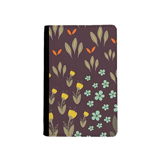 Étui portefeuille de voyage pour passeport à motif feuilles marron 3.7x5.8"