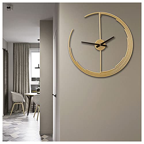 Horloge murale moderne en forme de lune dorée pour salon chic