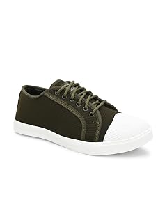 SHOECUBE Casual Lace-Up Sneakers with Textured Fabric Upper and White Contrast Sole for Everyday Use