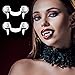 4 Sets Halloween Retractable Vampire Fangs White Vampire Teeth Halloween Plastic Silicone Vampire Teeth Reusable Fake Denture for Kids and Adults Halloween Party Cosplay Prop