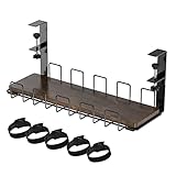 【Sicher und Aufgeräumt】Kabelkorb Schreibtisch Retro-Holzbrett-Design, das Steckdosenleisten, Netzteile, kleine Werkzeuge und verschiedene Kabel aufnehmen kann; löst das Problem des Kabelsalats und bietet uns eine sichere und aufgeräumte Umgebung!