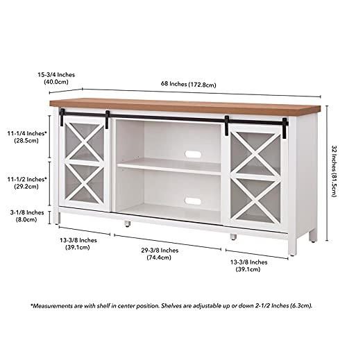 Clementine Rectangular Tv Stand For Tv's Up To 80" In White/Golden Oak #TOP2