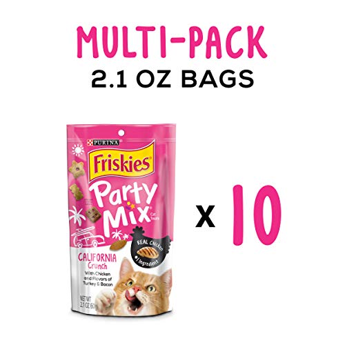 Purina Friskies Made In Usa Facilities Cat Treats, Party Mix California Crunch With Chicken - (10) 2.1 Oz. Pouches #TOP1