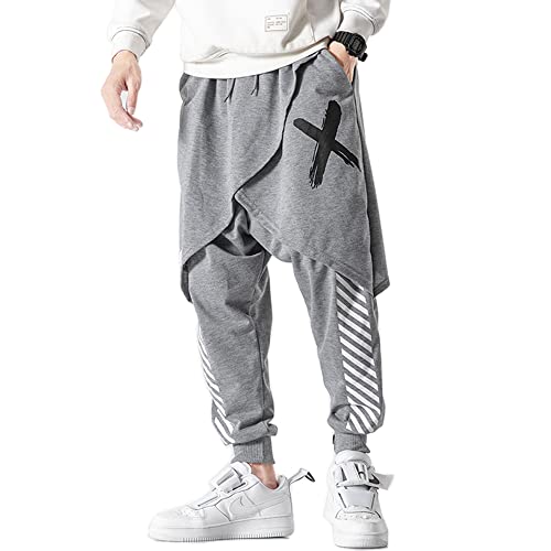 Pdtxcls Men's Jogger Drop Crotch Pants Sweatpants Fashion Hip Hop Baggy Gypsy Harem Trousers (Medium, Grey) #TOP1