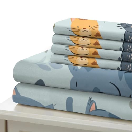 Linge de lit chat 3D 135 x 200 cm facile à laver avec fermeture éclair