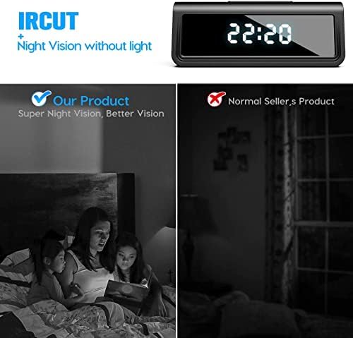 SRIKEKL 4K WiFi Spy Clock Camera, Wireless Small Covert Nanny Cam with Night Vision and Motion Detection,Hidden Mini Security Surveillance Camera Remote Monitoring for Home and Office