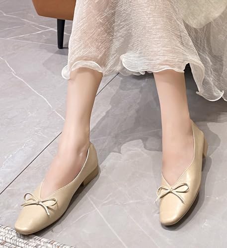 Women's Low Chunky Heel Pump Shoes Closed Round Toe Wedding Work Party Dress Shoes