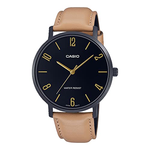 Casio MTP-VT01BL-1B montre quartz minimaliste avec bracelet cuir noir bleu