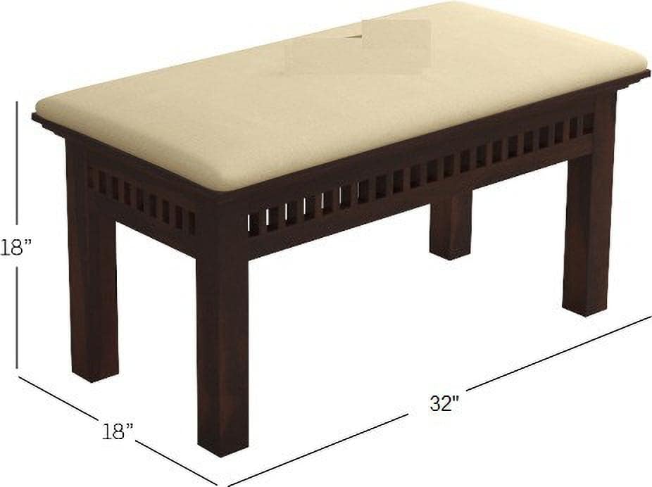 Image of Sheesham Wood 4 Seater Dining Table with 2 Cushioned High Back Chairs and 1 Bench for Living Room Wooden Dining Room Sets Furniture for Dinner Rooms & Hotels (Mahoghany Finish)