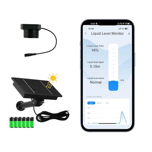 EPTTECH Smart TLC 2326-WF-S Tuya APP Panel solar eficiente Batería recargable Monitor de nivel de líquido WiFi Sensor de nivel de tanque de agua y aceite, impermeable, IP67, alarma doméstica,
