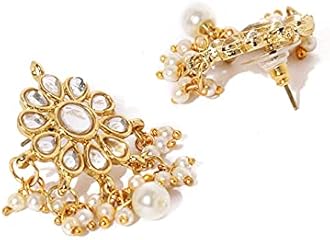 ZAVERI PEARLS Ethnic Kundan & Pearls Multi Layers Bridal Necklace Set For Women-ZPFK8689