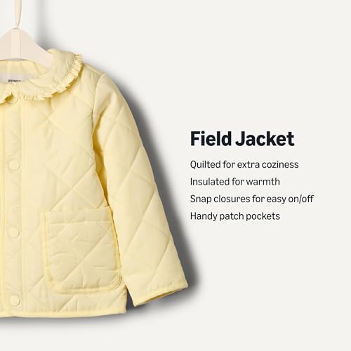 Image of Amazon Essentials x Sofia Grainge Toddler and Baby Girls' Midweight Quilted Field Jacket with Ruffle
