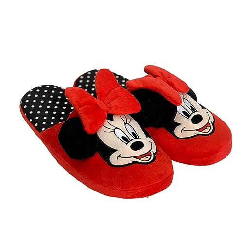 Minnie Mouse Pantufa Chinelo De Quarto Unissex Adulto Oficial Disney (Vermelho,...