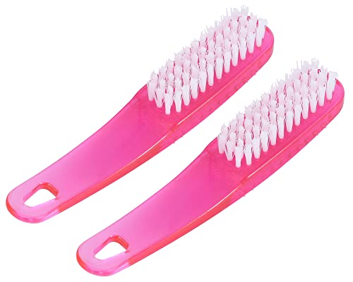 Nail Brush For Cleaning Fingernails 2 Pack, Zufughjk Fingernail Scrub Brush, Multifunctional Plastic Handle Pedicure Brushes, Nail Scrub Brush Set, Manicure Brush For Toes And Nails Women Men,Pink #TOP5