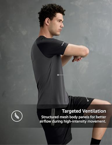 Image of Symbol Premium Men's Solid Regular Fit Sports Stretch T-Shirt | Round Neck | Raglan Sleeve | Moisture-Wicking | Activewear | Running | Gym | Plain (Available in Plus Sizes)