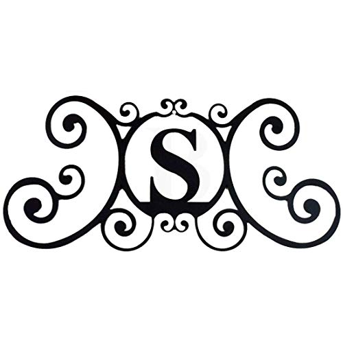 24 Inch House Plaque Letter - Wrought Iron Metal Scrolled Monogram Initial Letter for Home Door Wall Hanging Art Decor Family Name Last Name Letter Sign (S, 24 x 11 inches,Thick 0.078 inch (2mm))