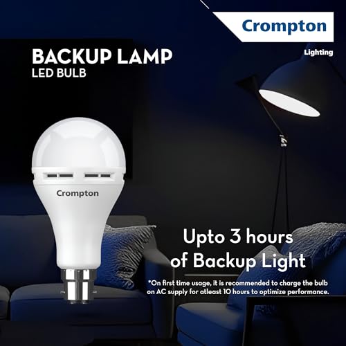 Image of Crompton 25 Watt Emergency LED Bulb | B22 Base | Upto 3 Hour Battery Back Up | Cool Day Light (Pack of 1) | 3-Step Dimming | Li-ion Battery