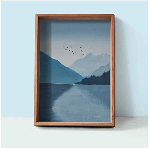 Pinturas decorativas 50x70cm de paisajes de picos y pájaros estilo lienzo de tinta china sin marco