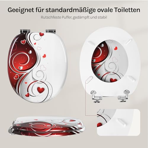 WOLTU Premium WC-Sitz Toilettensitz mit Absenkautomatik, MDF Holzkern, Softclose Scharnier, Desgin Décor Oval