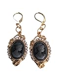 métal doré boucles d oreilles dormeuses camées Madame de pompadour strassées