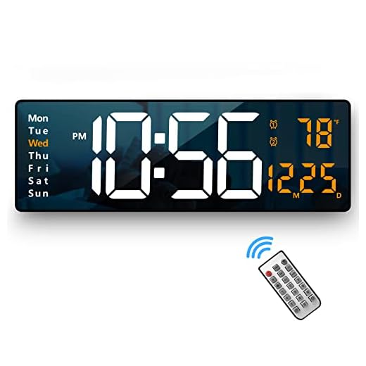 Digital Wall Clock Large Display, 16.2 Inch , LED Digital Clock with Remote Control for Living Room Decor, Automatic Brightness Dimmer with Date Week Temperature (Orange)