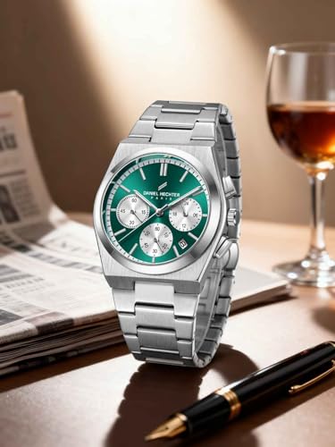 Image of Daniel Hechter Paris Hoche Collection Chronograph Analog Watch for Men - Brushed Stainless Steel case and Strap with Date Display