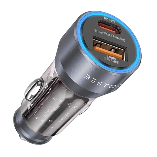 Bestor VoltDrive Pro 145W Car Charger with Dual Output, 45W Type C PD and PPS, USB A Port Support Super Wooc(100w), BIS Certified and Compatible with, All Smartphones, Tablets and Other USB Devices