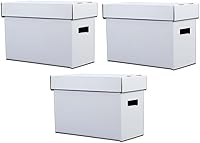 Vista 1 de Paquete de 3 cajas de almacenamiento para cómics, capacidad para 150-175 cómics, plegable, apilable, a prueba de humedad, cartón archivado