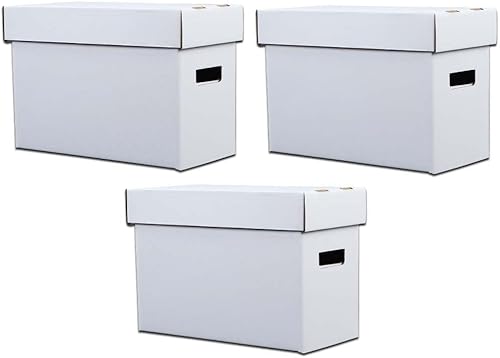 Paquete de 3 cajas de almacenamiento para cómics, capacidad para 150-175 cómics, plegable, apilable, a prueba de humedad, cartón archivado