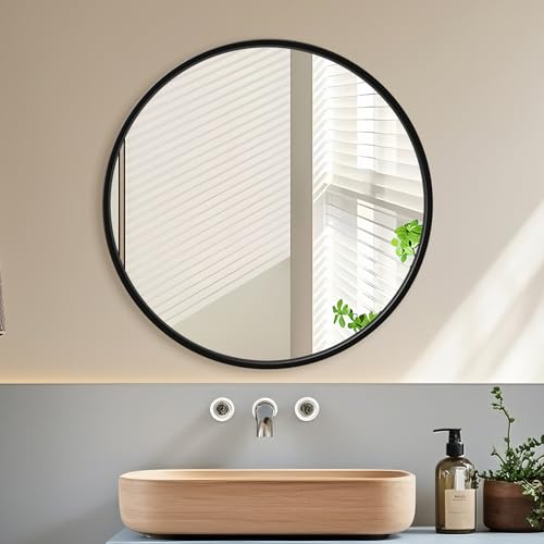 yuzeyurun Round Bathroom Mirror, 40CM×40CM Circle Black Metal Frame, HD Glass Circle Wall Mirror for Bathroom Vanity, Entryway, Living Room, Home Decorr - Cosy Home Interiors yuzeyurun Round Bathroom Mirror, 40CM×40CM Circle Black Metal Frame, HD Glass Circle Wall Mirror for Bathroom Vanity, Entryway, Living Room, Home Decorr - Image 8