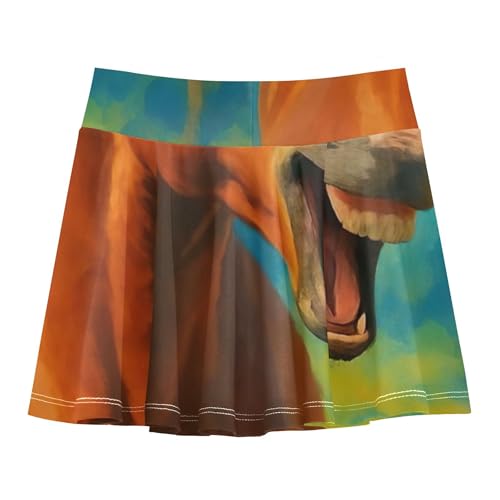 Joisal Toddlers Tennis Skirts Funny Brown Horse Girls Skorts Athletic Shorts Gymnastics Little Girl 4t2