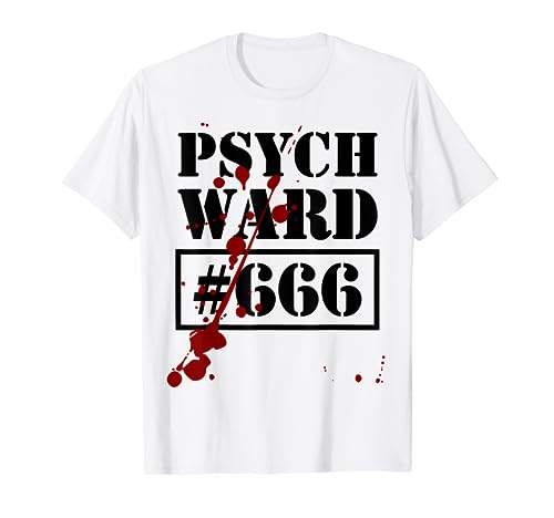 Psych Ward - Maglietta divertente con scritta "Detenuto - Escaped Jail Blood Splatter" Maglietta