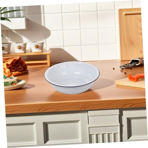 Tazón esmaltado grande oval blanco 32 cm miniatura 6
