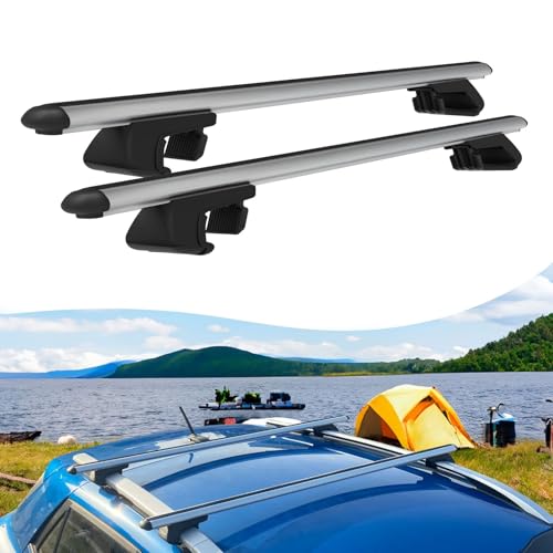 Axenture Roof Rack Cross Bars Compatible with Dacia Duster Hs 2010-2013, Fits Raised Roof Rails with Gap to Car Roof, Ideal Rail Carrier for Roof Tents, 2-Piece Silver