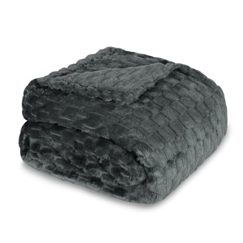 MERCURY TEXTIL- Manta Coral 130x170cm Efecto Terciopelo. Manta Decorativa Diseño Geométrico de 100% Poliéster Tacto Suave y Cálido para Sofá, Cama y Viaje. (Gris)