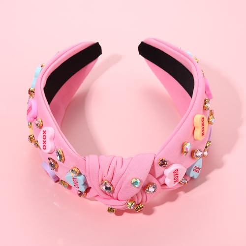 CEALXHENY Valentine's Day Headband for Women XOXO Love Massage Heart Headband Red Pink (1 Count) - Image 6
