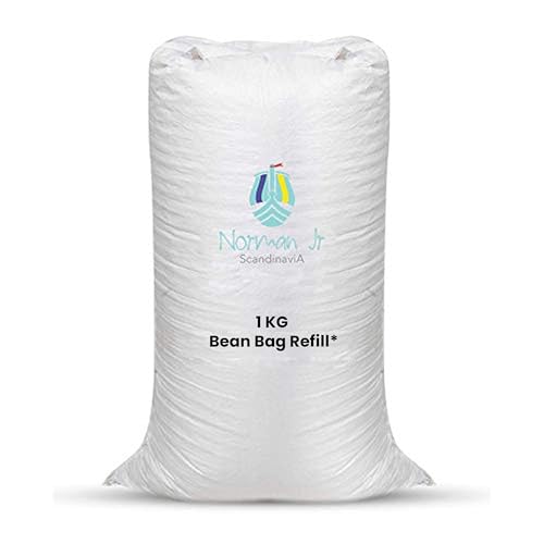 Image of NORMAN JR Premium Virgin Grade Thermocol Balls Refill for Pillows, Sofa, Bean Bags, Soft Toys & Beans for Bean Bag Refill 1 Kg (White)