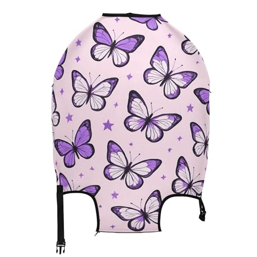 Joisal Suitcase Cover Custom Luggage Protector Washable Floral Travel Accessories Suitcase Sleeve Purple Butterflies Stars, M, Fits 22-24 Inch Case2