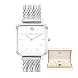 DAMENUHR SILBER: Unsere elegante und eckige Uhr NOEMI ist in ihrer silbernen Farbe und dem feinen Mesh-Armband ein echter Hingucker an jedem Handgelenk. Das Zifferblatt erstrahlt in schönem weiß.