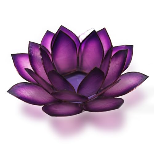 Om Gallery Capiz Shell Lotus Flower Decor Tealight Candle Holder for Serene Ambiance - Handmade Decorative Candle Holders for Meditation, Yoga, and Relaxation, Passion