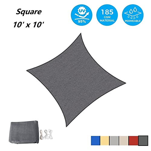 Asteroutdoor Sun Shade Sail Rectangle 10' X 10' Uv Block Canopy For Patio Backyard Lawn Garden Outdoor Activities, Graphite #TOP1