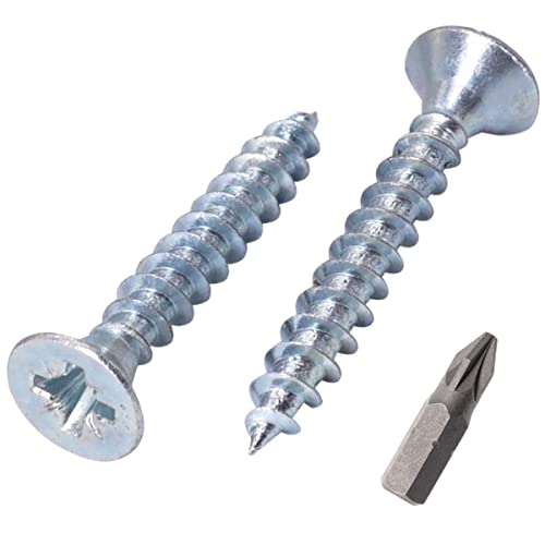 SKIR'CO Paquete de 350 tornillos de acero chapado en zinc de 4,5 x 35 mm, cabeza avellanada Pozidriv, tornillos de aglomerado, PZ totalmente roscado (350, 4,5 x 35 mm)