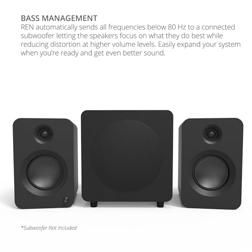 Image of Kanto REN 200W Powered Speaker System with HDMI ARC Input for TV & Home Theater | USB-C and Bluetooth 5.3 | High /Low Pass Filter | Pair | Matte Black