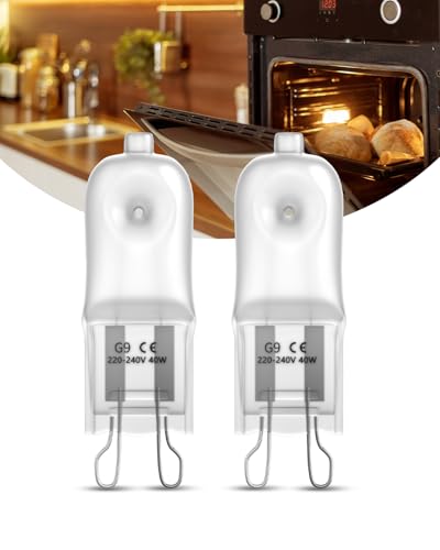 BrightArk Bombilla Halogena G9 Bombilla Horno 40W 230V Resistente Calor 300°C Regulable Bombilla Halógena para Horno Blanco Cálido 2700K para Hornos y Microondas AEG, Neff, Cocina, Lámparas de Cera, 2