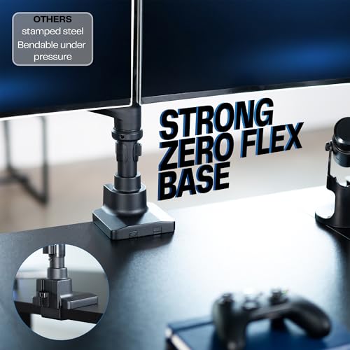 Image of VIVO Pneumatic Arm Quad Ultrawide Monitor Extra Tall Desk Mount for Up to 49 inch Screens Individual Arm Capacity, Max 38 inch Screens for 4 Ultra Wides Up to 44 lbs, Black, STAND-V400D