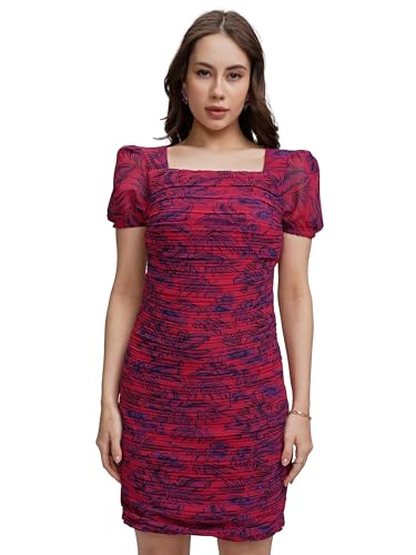 Image of Tokyo Talkies Women's Dresses for Women | Floral Print | Ruched Bodycon | Short Dress | Sleeveless | Trendy & Chic