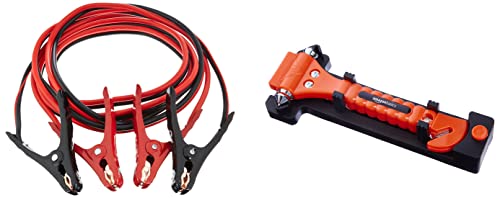 Image of Bundle- AmazonBasics Jumper Cable 10 Gauge, 12 Feet and AmazonBasics Emergency Seat Belt Cutter and Window Hammer