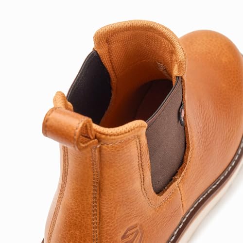 Image of SUREWAY 6 inch Mens Slip On Chlesea Work Boots for Men-Soft Toe,Goodyear Welt,Extremely Comfortable Durable Proved,Superior Oil /Slip Resistant,Thicker Leather,EH Safety Industrial Construction Boots 607 LT-BN