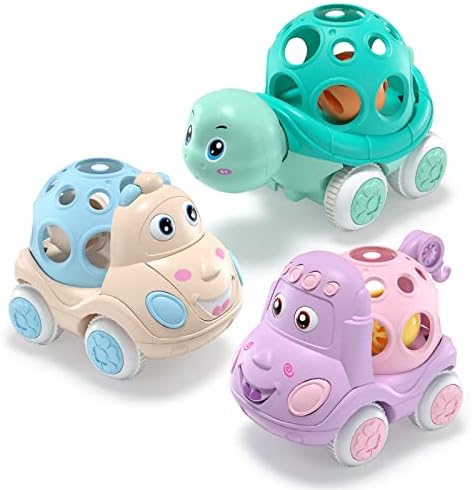 BeAndge Baby Car Toys, Babies Toy Cars for Baby Boy, Girl Rattle & Roll Truck for Infant Boys Toddler Girls, Push and Go Trucks for 1 2 Year Old, Preschool Learning Gift for Toddlers Infants 18 Months
